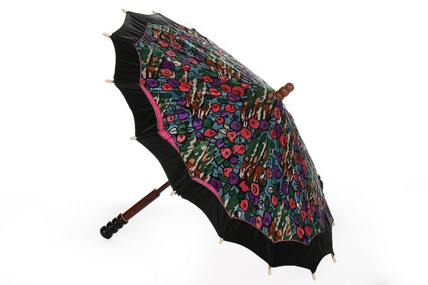 A fine printed cotton satin parasol, possibly Atelier Martine/Poiret, French, circa 1915-20,