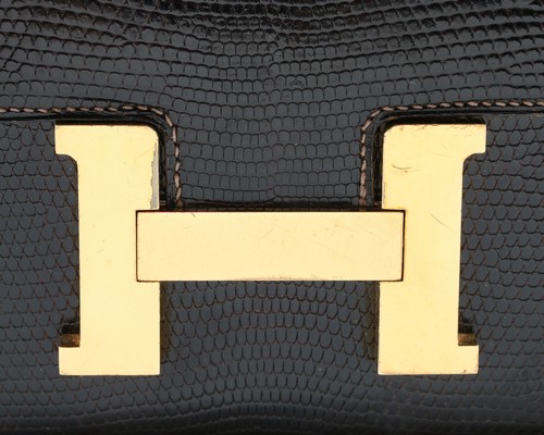 An Hermès dark brown lizard 'Constance' bag, 1980s, Varanus Salvator, stamped to the interior, - Image 3 of 8