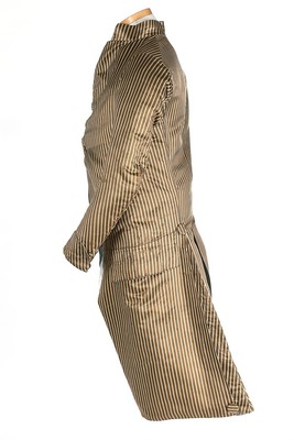 A striped satin tailcoat, circa 1790, with high stand collar, - Image 3 of 5