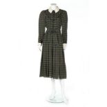 Princess Diana's Caroline Charles printed tartan wool day dress, worn to the Braemar Highland Games,