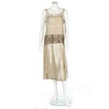 A Molyneux couture silver lace and lamé cocktail dress, circa 1927,