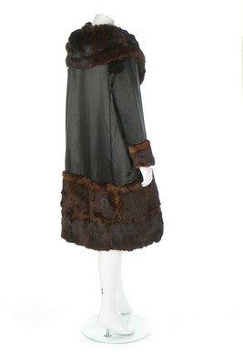 A rare and early Gabrielle Chanel black satin coat, circa 1918-20, - Image 4 of 8