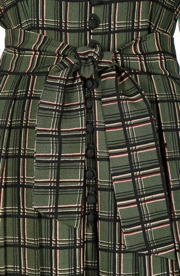 Princess Diana's Caroline Charles printed tartan wool day dress, worn to the Braemar Highland Games, - Image 6 of 9