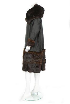 A rare and early Gabrielle Chanel black satin coat, circa 1918-20, - Image 3 of 8