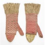 A rare pair of ladies' knitted silk and metal thread mittens, probably Italian,
