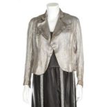A silver lamé evening jacket, probably Lanvin, circa 1934, with back slit,
