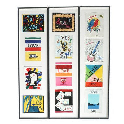 A collection of framed and mounted Yves Saint Laurent 'Love' cards, 1970-1999, - Image 2 of 5