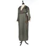 An early Jeanne Lanvin couture grey-green satin afternoon dress, 1913,