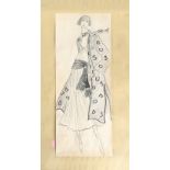 An original Yves Saint Laurent fashion sketch, Spring-Summer 1977 couture, signed, pencil and ink,