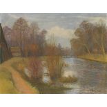 Otto Modersohn 1865 Soest - 1943 Fischerhude Vorfrühling an der Schleuse. 1939. Öl auf Leinwand.