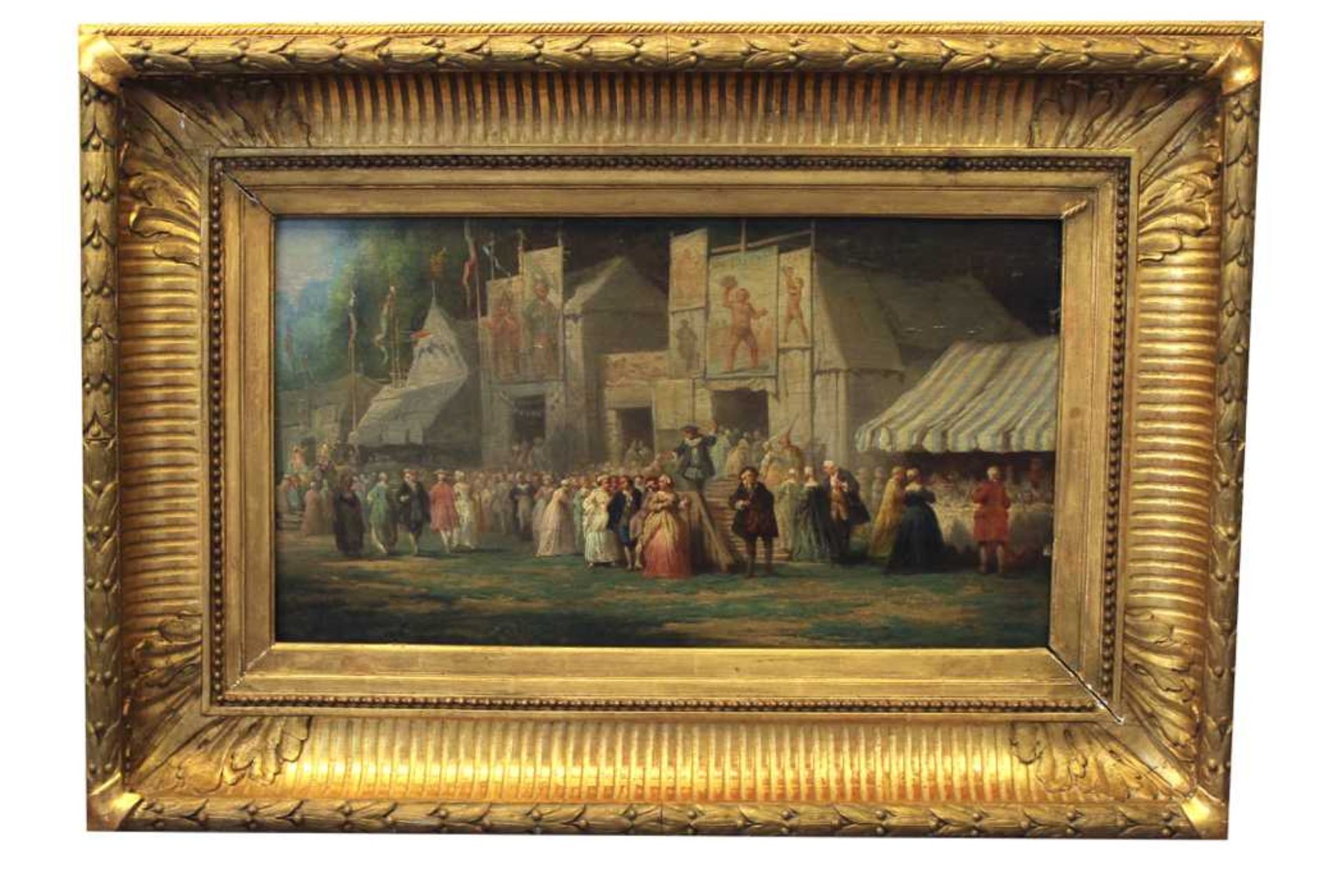Gemälde - Leonard Saurfelt (geb. 1840 Varenne-Saint-Maur. in Frankreich) "Jahrmarkt bzw. Zirkus