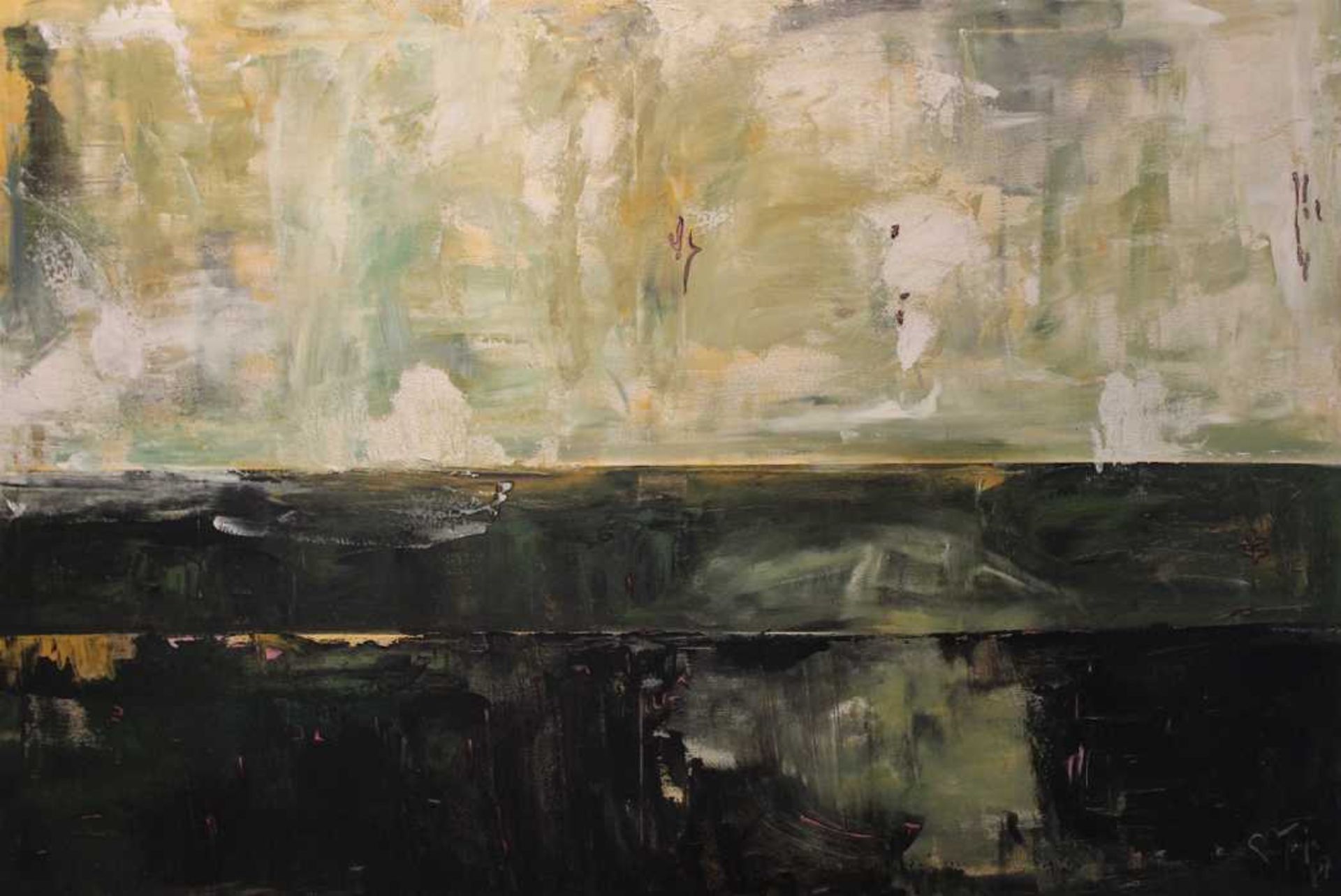 Gemälde von Tanja Schreiner (Regensburger Künstlerin XX./XXI.Jahrhundert) " Horizont ", r.u.signiert