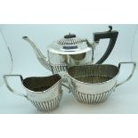 Silver 3 piece gadrooned tea service