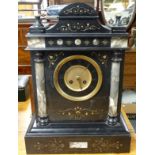 Victorian black marble columned mantel clock