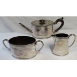 Plated etched 3 piece tea service