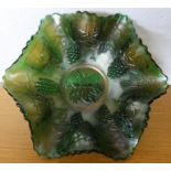 Carnival glass green iridescent bowl