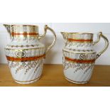 Chamberlains Worcester 2 graduated jugs  (repaired handle to small jug)