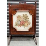 Mahogany tapestry firescreen