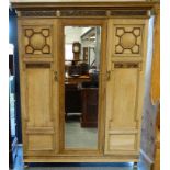 Oak mirror front wardrobe