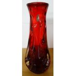 Whitefriars red glass vase 10'h