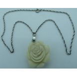 Carved floral ivory necklace