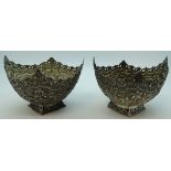 Foreign silver pair of Bonbon dishes