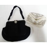 Beaded evening purse + black paste clasp handbag