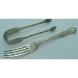 PR SILVER SUGAR TONGS & FORK