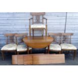 DINING SUITE BY KINDELL, GRAND RAPIDS, MICHAGEN - TABLE, 4 LEAVES, 4 DIN CHAIRS & 1 CARVER