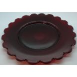 LARGE C19TH BOHEMIAN CASED RUBY GLASS CAKE PLATE