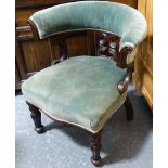 GREEN UPHOLSTERED HORSESHOE CHAIR