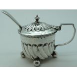 SILVER MUSTARD POT WITH CLEAR LINER