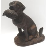 CAST SCULPTURE OF HUNTING DOG WITH DUCK IN MOUTH 5'H