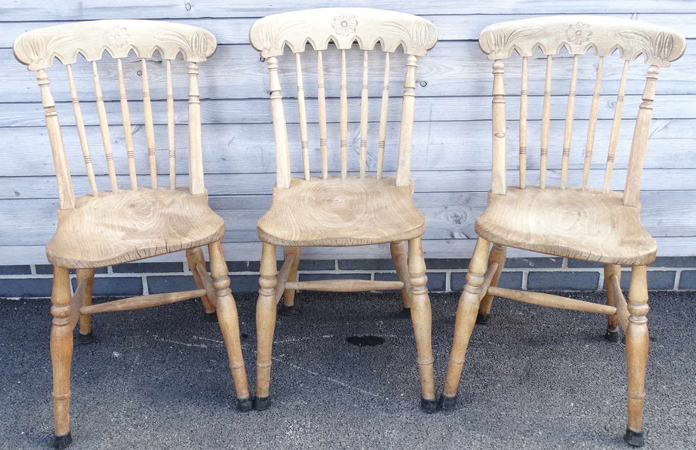 3 CARVED BACK KIT CHAIRS