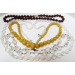 3 STONE BEAD NECKLACES & CRYSTAL NECKLACE