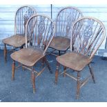 SET OF 4 ELM WHEELBACK DIN CHAIRS