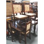 CARVED OAK EXT DIN TABLE & 6 CHAIRS