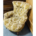 BUTTON BACK ARMCHAIR BROWN MOQUET