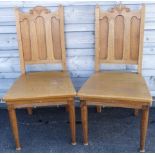 PAIR OAK HALL CHAIRS