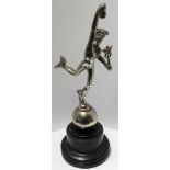 CHROME STATUE HERMES TO TREEN PLINTH 10'2'H (INC PLINTH)