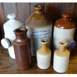 STONEWARE BOTTLES (4) + HW BOTTLES (2)