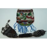 BLACK & SILVER BEADED MISERS PURSE + A BEADED PURSE (NO CLASPS)