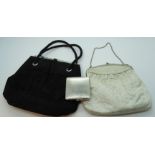 2 LADIES EVENING BAGS + PLATED DUBARRY COMPACT