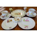 ROYAL ALBERT FAIRIES NURSERY TEA TRIO, 2 PCES DOULTON BUNNYKINS, RIDGEWAY DOLLY JINKS NURSERY