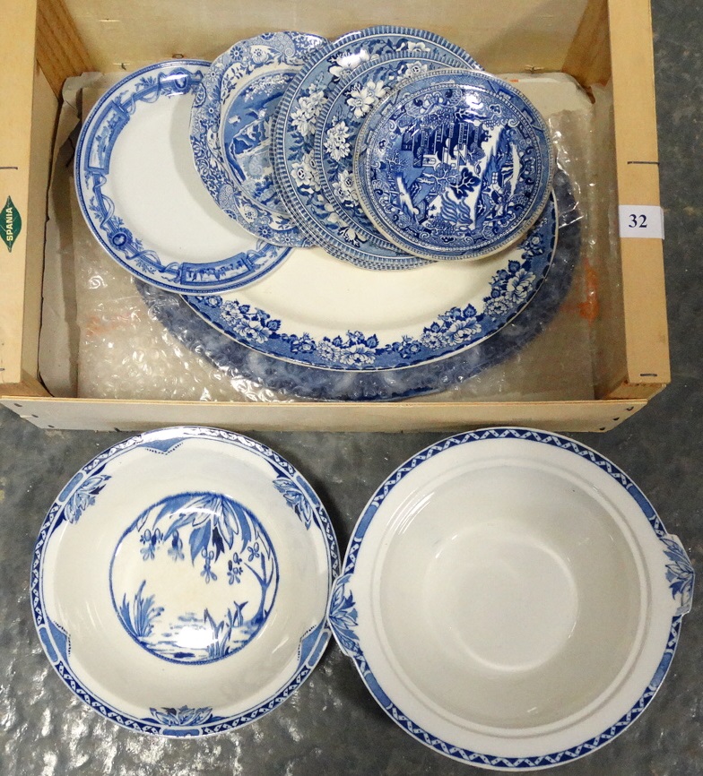 BOX OF BLUE & WHTIE CHINAWARE