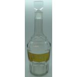 LATE C19TH FRENCH CUT GLASS YELLOW FLASHED & ENGRAVED BITTERS BOTTLE
