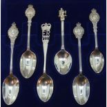 BOX OF 6 ROYALTY SOUVENIR SPOONS - 4 SILVER