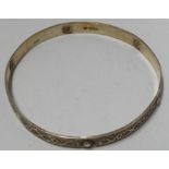 ETCHED SILVER BANGLE