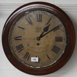 CIRCULAR WALL CLOCK WITH FUSEE MOVEMENT GVR INGRAM BROS WOOD GREEN LONDON