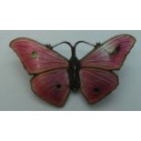 SILVER ENAMELLED BUTTERFLY BROOCH